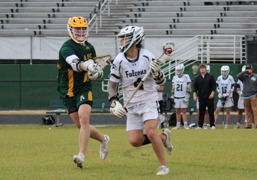 Jack D’agostin moves the ball down the field in a conference matchup against Apex High School.
Photo used with permission from Jack D’agostin
